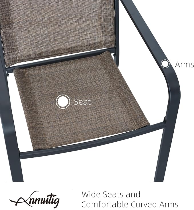 Anmutig Small Outdoor Dining Set with Patio 27.5" Round Table and 2 Stackable Brown Chairs - 3 Piece