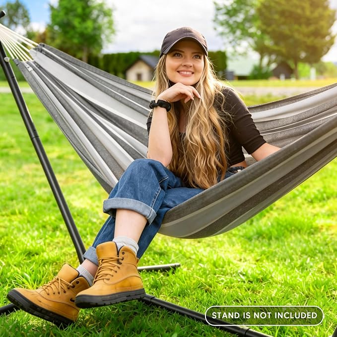 SUNCREAT Hammocks for Outside, Portable Heavy Duty Tree Hammock, Dark Gray & Light Gray