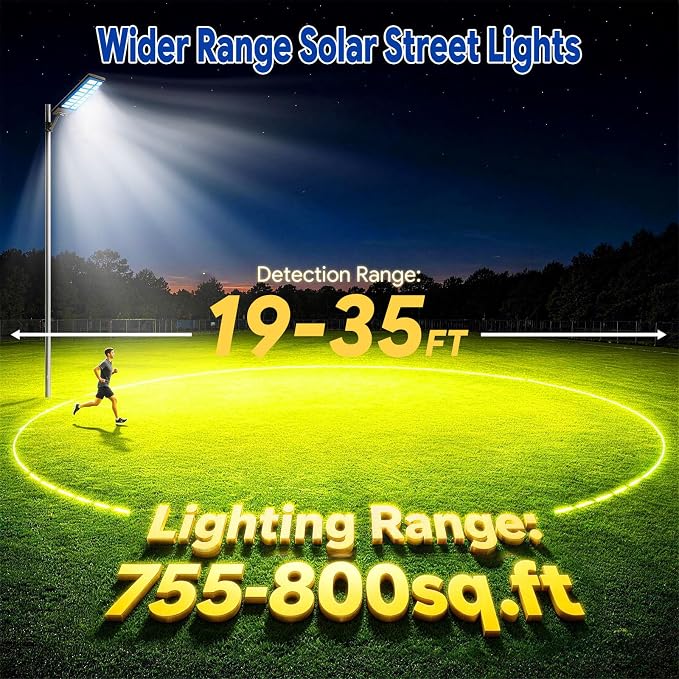 NIUBA Solar Lights Outdoor, IP67 Waterproof Street Lights Outdoor, Dusk to Dawn Solar Security Flood Lights Motion Sensor with Remote Parking Lot Light,Commercial Area Lighting for Outside (1-Pack)