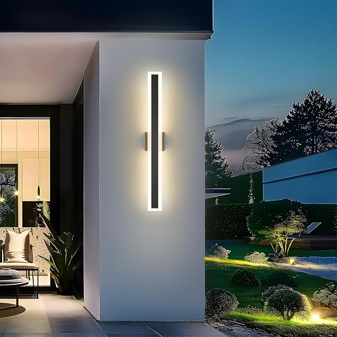 LamQee 31.5 Inch Long Outdoor Wall Lights Modern Exterior Lighting Fixtures for House, Waterproof 3000K 24W 1200LM LED Linear Outdoor Wall Sconces Lighting for Porch Patio Garage Door Yard Indoor