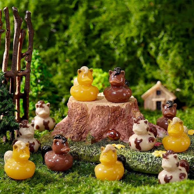 72 Pcs Mini Horse Duck Bulk Tiny Bucking Bronco Duck Figurine Resin Pool Float Bath Decor Gift for Horse Racing Festival Basket Stuffers Table Party Decorations