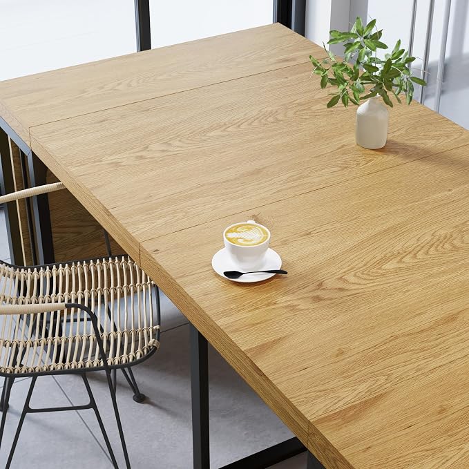Lasageldar 118" Extendable Dining Table for 2-10 People, Modern Space-Saving Wood Dinner Table for Kitchen Dining Living Room Outdoor Patio (Wild Oak)