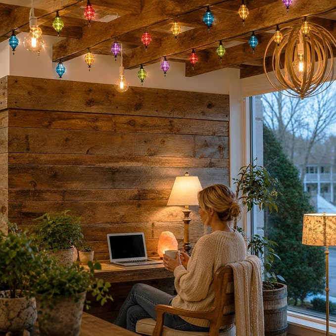 Vigdur Outdoor String Lights, 10FT Multicolor Patio String Lights Plug-in | 10 Plastic Flower Bulbs, UL Listed, 10 Strands Connectable, Outdoor Hanging Lights for Porch Garden Wedding Party Decor