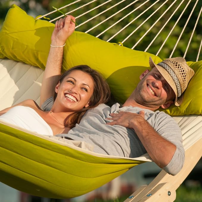 LA SIESTA® Alabama Avocado - Weather-Resistant Quilted Spreader Bar Hammock Size King