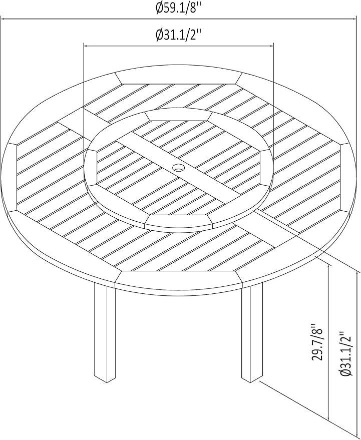 Urban Elements Melbourne 7-Piece Patio Furniture Set | Teak Finish 100% FSC Eucalyptus Wood | Backyard Furniture, Outside Table and Chairs, Round Outdoor Dining Set, 7-Piece Grey