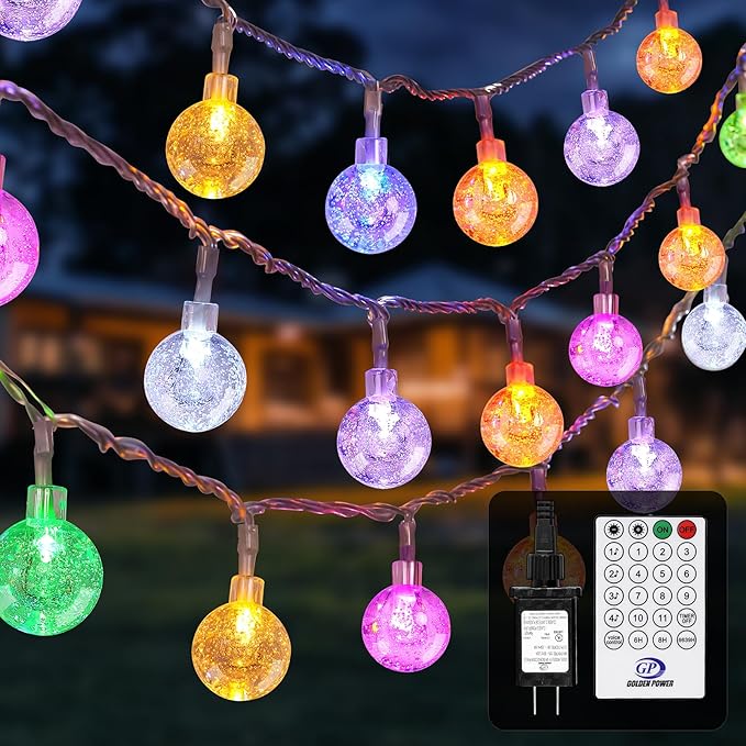 YCoisini 56FT Outdoor String Lights, 100 LED Patio Lights with Remote Control, Voice-Activated & Music Sync Mode, 16 Color-Changing Modes, Waterproof for Patio Garden Party Decor
