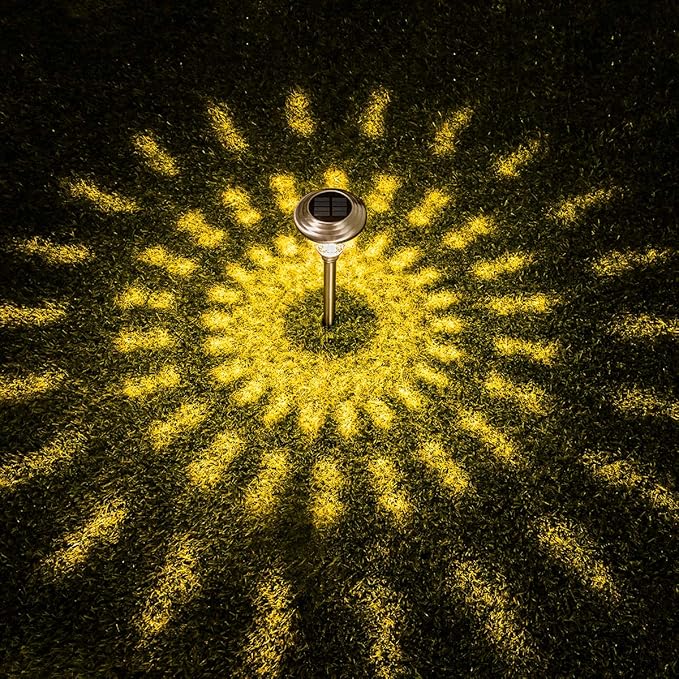 GIGALUMI Metal & Glass Solar Lights Outdoor, 8 Pack LED Garden Lights | Solar Pathway Lights Waterproof, Warm White Landscape Path Lights, Garden Decor for Yard, Patio, Walkway (Stainless Steel)