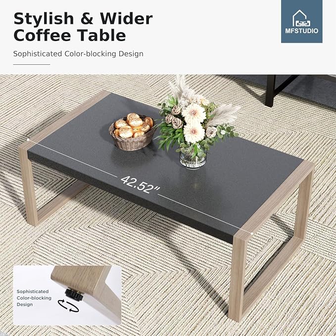 MFSTUDIO 5 Seats Patio Furniture Sets, Olefin-Filled Textilene Fabric Backrest Outdoor Conversation Sets with Coffee Table, 4 Pieces Metal Frame Outdoor Sectional Sofa Sets for Garden, Backyard(Grey)