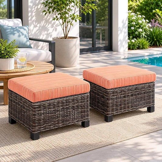 Wicker Patio Conversation Set, Outdoor Patio Furniture Set with Deep Seating, Wide Armrests & Thick Cushions, All-Weather Outdoor Furniture Set for Patio, Porch, Deck & Backyard