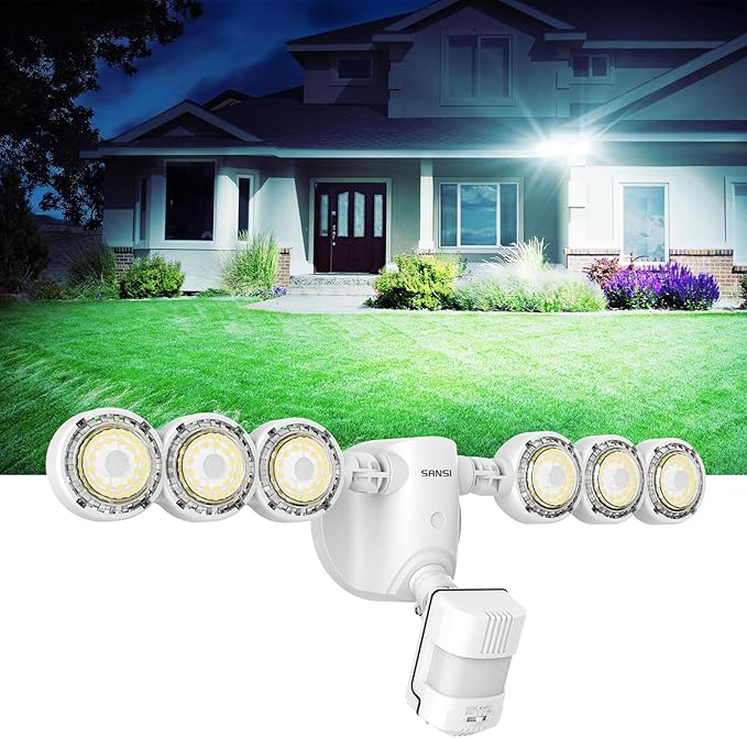 SANSI Motion Sensor Outdoor Lights 7000LM Security Lights | 55W Super Bright LED, 5000K Dusk to Dawn Flood Light, 4 Modes,320° Wide Angle,Yard, Patio, Garage, Doorways Wired Not Solar