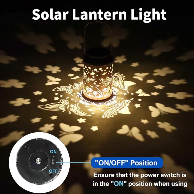 JEJOT Butterfly Solar Lanterns Outdoor Waterproof,Birthday Gift for Women | Gifts for Mom Grandma, Metal Hanging Solar Light for Yard Garden Porch Landscape Deconration-2Pack