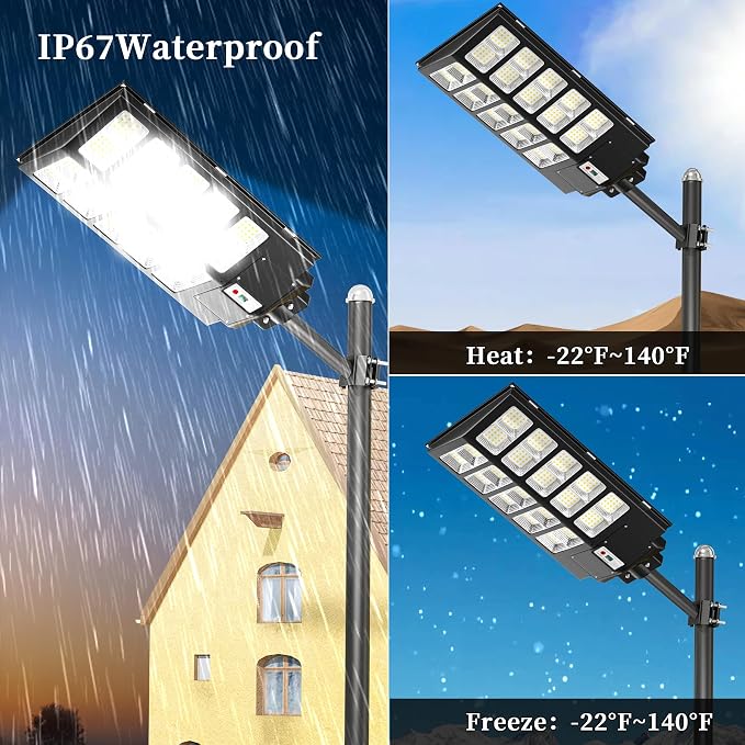 Solar Street Lights Outdoor,Of-6000W Commercial Parking Lot Light | Solar Flood Light, LED Area Light with Motion Sensor, Dusk to Dawn, Remote Control for Security Lighting in Streets, Barns