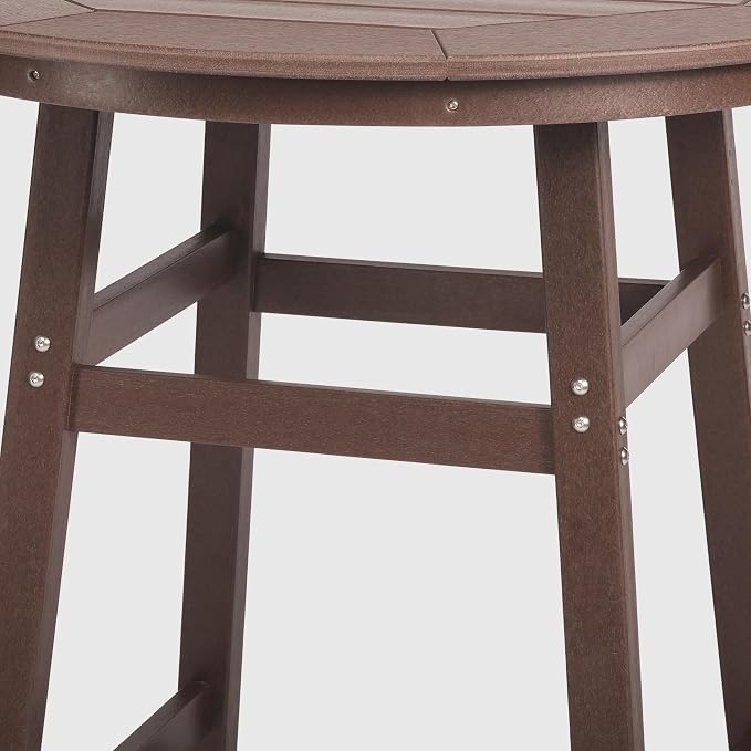 WestinTrends Malibu Outdoor 35" HDPE Round Patio Bar Height Table, Dark Brown