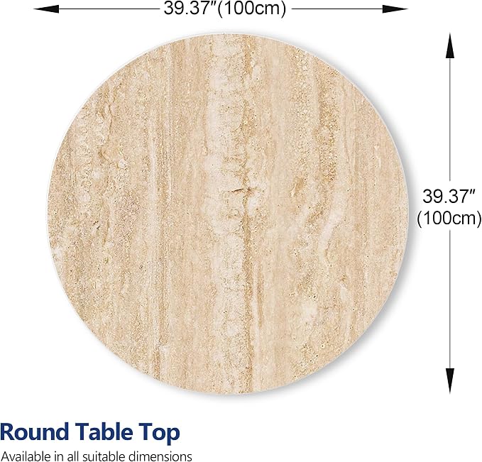 ZL ZELing Round Sintered Stone Table Top 39.3",Replacement Table Top for Indoor&Outdoor-Heat/Scratch Resistant Waterproof Ceramic DIY Desktop,Patio/Balcony/Bistro/Café & Dining Room (Beige)