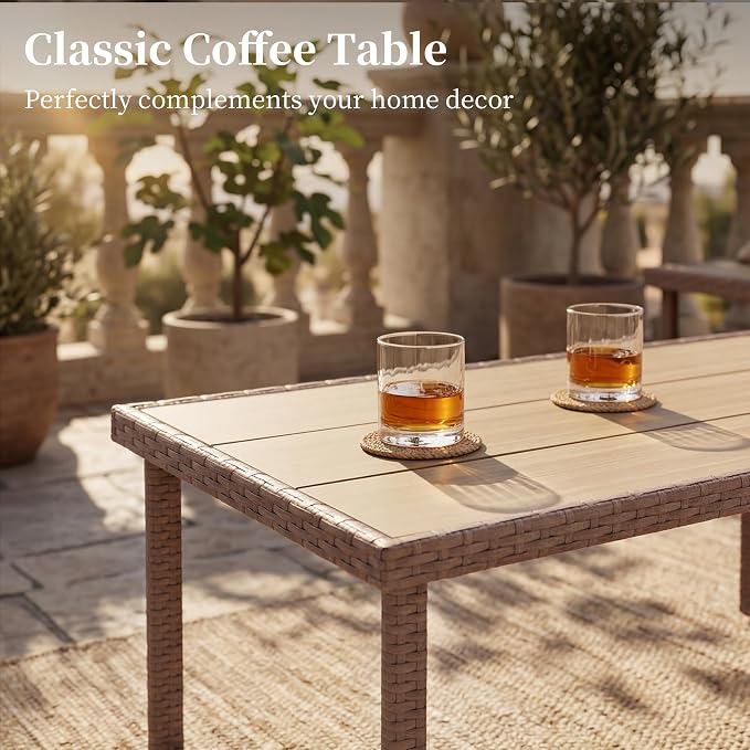 Bonzy Home 6 Piece Patio Furniture Set, Wicker Lounge Chairs Set of 2 with Rattan Side Table and 2 Ottoman & Loveseat Couch，Outdoor Patio Furniture with Extra-Thick Soft Cushions for Porch, Balcony