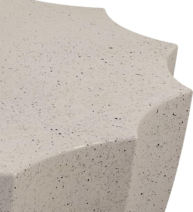 35.43" Faux Stone Coffee Table Round for Indoor or Outdoor Concrete Coffee Tables MgO Cement Center Tables for Living Room, Patio, Garden, Backyard, Balcony, Waterproof，White Bowl