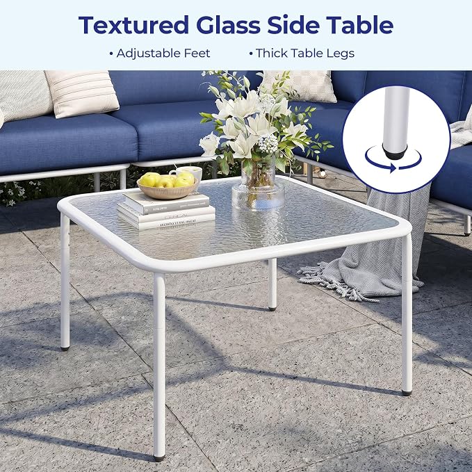 Jocoevol 6-Piece Outdoor Patio Furniture Set - L-Shaped Sectional Sofa with Side Table & Thick Cushions - All-Weather Metal Conversation Set for Backyard, Garden, Balcony