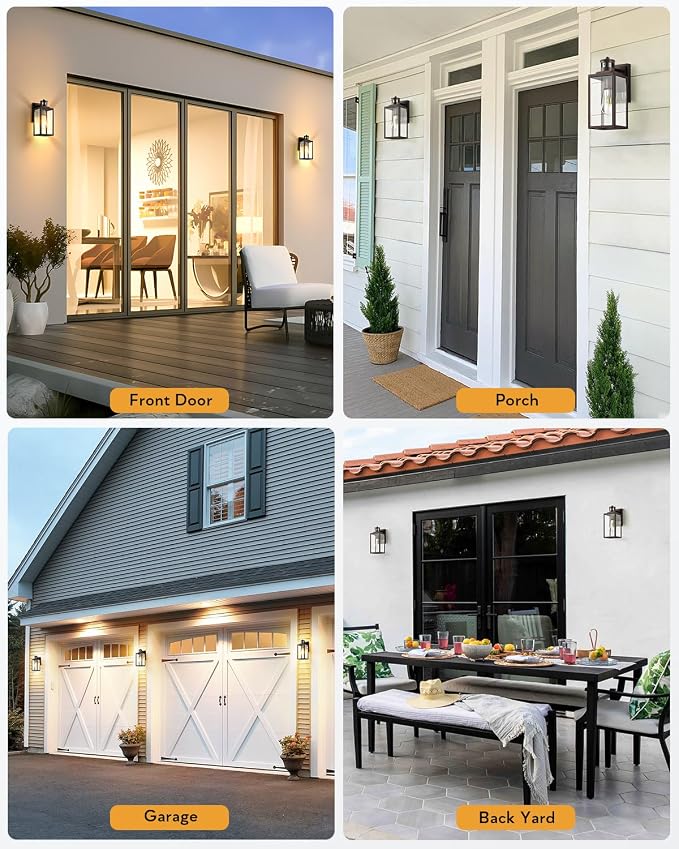 VIANIS 2 Pack Motion Sensor Outdoor Wall Sconce, Oil Rubbed Bronze Farmhouse Outdoor Garage Lighting Fixtures Wall Mount, 100% Aluminum Waterproof Exterior Lighting Fixtures for House Porch Front Door