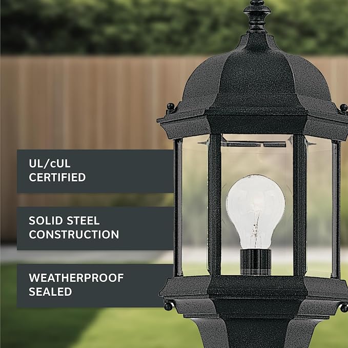 DESIGNERS FOUNTAIN 2976-BK Devonshire Outdoor Post Lanterns, 20 inch, Black