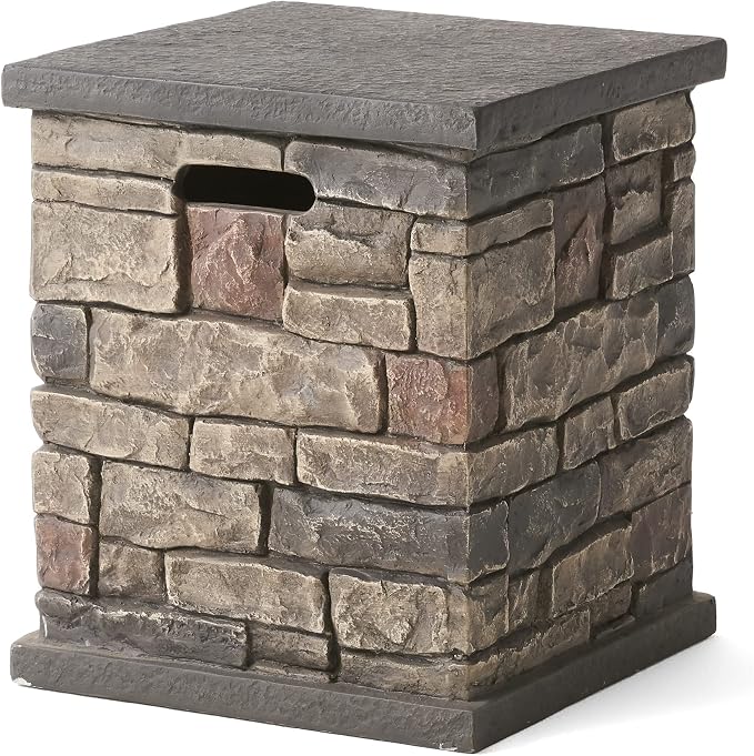 Chesney Outdoor Tank Holder Side Table - Lightweight Concrete - Stone Finish