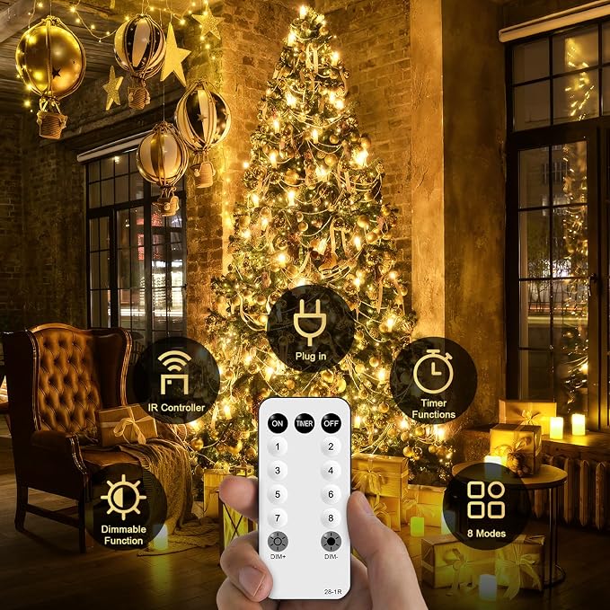 JMEXSUSS Outdoor Christmas Lights, 315ft 1200 LED Christmas Tree Lights | String Lights Plug in with Remote - 8 Modes Warm White Xmas String Light for Wedding Holiday Yard Party Indoor Decoration