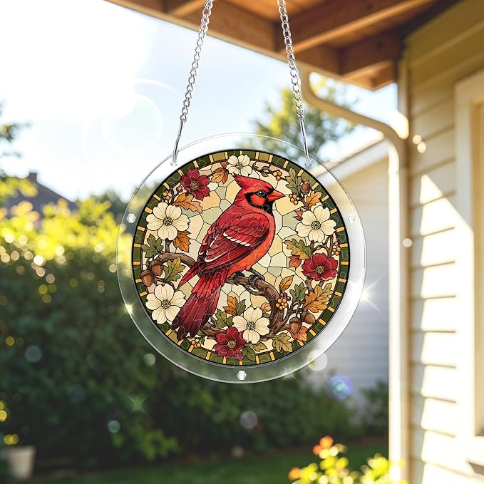 Acrylic Puzzle Suncatcher, Sun Catchers Puzzle for Window Hanging | 8.9 Inch Northern Cardinal DIY Suncatcher Puzzle Gifts for Adults, Women, Men, Wife, Mom, Birds Lover, Home & Garden Decor