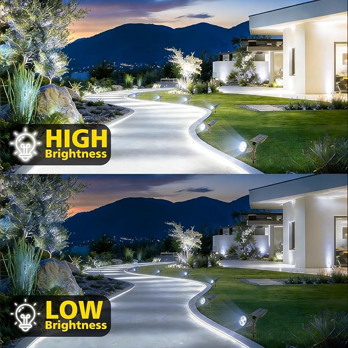 T-SUN Solar Spot Lights Outdoor Waterproof,Solar Landscape Spotlights,1Pack | Cool White, 4 LEDs, 2 Lighting Modes, IP65 Waterproof Dusk to Dawn Solar Lights for Tree, Patio, Yard, Garden, Driveway