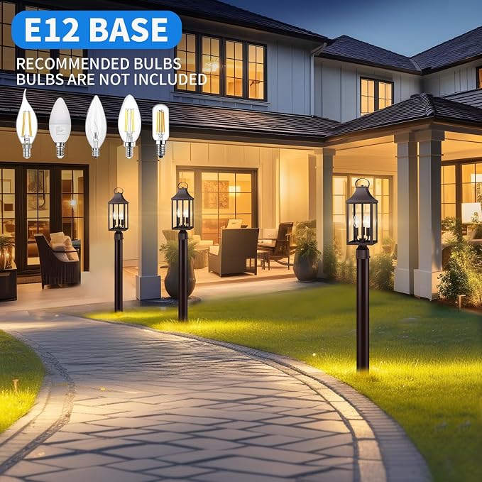 18.62 Post Light Outdoor, Large 3-Light Lamp Post Light Fixture, Brown | Modern Pillar Outside Lighting Waterproof Post Lantern Lamp Outdoor Post Light Fixtures Pole Lights for Porch, 1 Pack