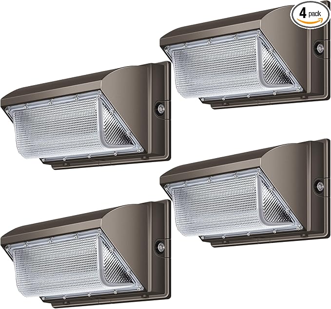 LED Wall Pack Light 500W Equivalent 18000LM LED Flood Security Light Dusk to Dawn Photocell 5000K 120W 100-277V Outdoor Wall Mount Lighting Commericial IP65 Waterproof for Yard Garage 4 Pack