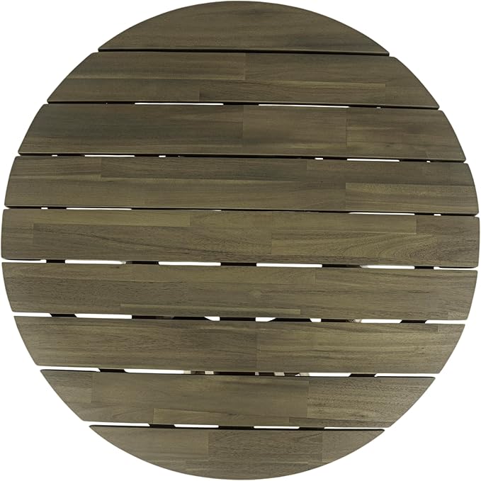 Outdoor Acacia Wood Patio Coffee Table, 31.50-inch Round Coffee Table,for Backyard, Lawn, Balcony (Grey-Coffee Table)