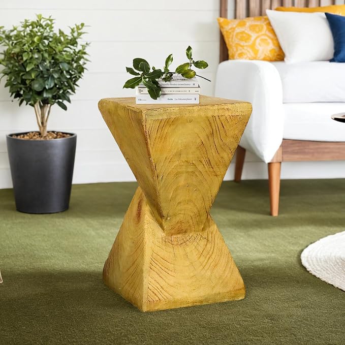 Stylish 19.6" H End Table Adding a Touch of Modern Charm to Your Porch, Patio, Garden – Decorative Concrete Side Table for Living Room or Bedroom