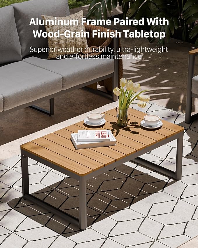 ZANDOR Aluminum Outdoor Patio Furniture Set – 1 Pcs Loveseat with Washable Thick Cushions,All-Weather Modern Metal Furniture for Garden,Backyard,Porch,Grey