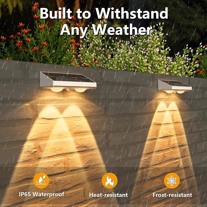 Solar Fence Lights,8 Pack Solars Deck Light,Warm White Color,Outdoor Bulb Waterproof Led IP65,Power Patio Lamp with Lenses for Outside/Backyard/Railing/Yard（White）
