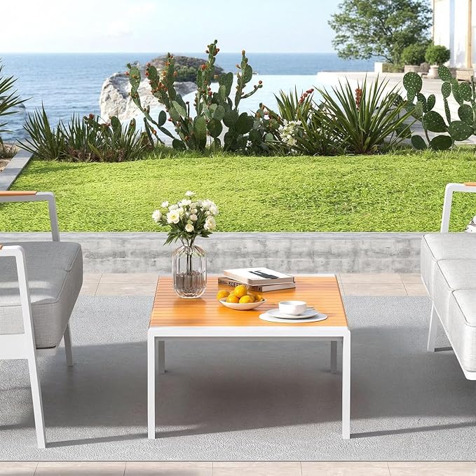Aluminum Outdoor Patio Coffee Table for Deck and Poolside