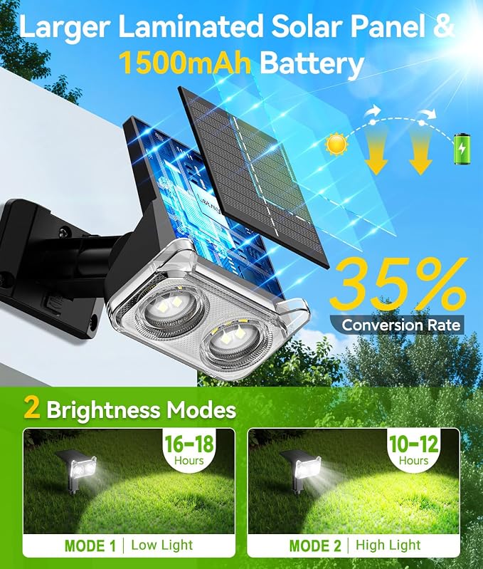 LETMY Solar Lights Outdoor Waterproof IP65, 6 Pack Solar Spot Lights Outdoor With 14 Big LEDs, 2-in-1 Wall Lights & 2 Modes Solar Powered Landscape Spotlights for Garage Pathway Yard Decor Garden Gift