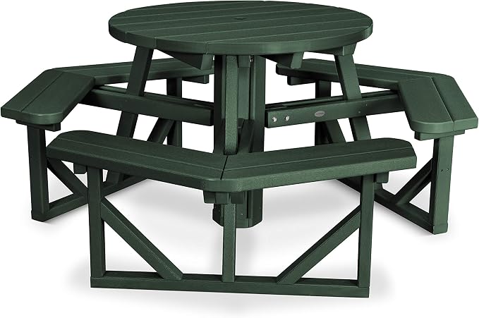 POLYWOOD Park 36-Inch Round Picnic Table, Green