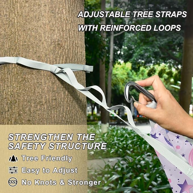 Camping Hammock Outdoor Hammocks for Outside Celestial Moons Planets Beach Trees Portable Lightweight with Pockets Tree Straps Indoor