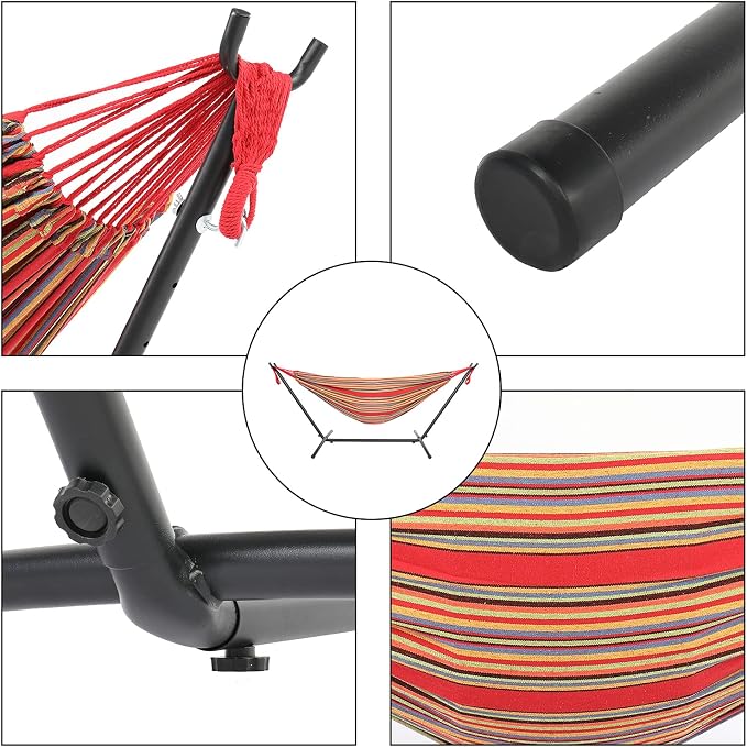 Camping Hammock with Stand, Portable Hammock with Stand, Outdoor Hammock Heavy Duty Hammock Bed 250lbs Capacity Travel Bed with Carrying Case for Backpacking, Travel, Beach, Backyard, Patio, Hiking