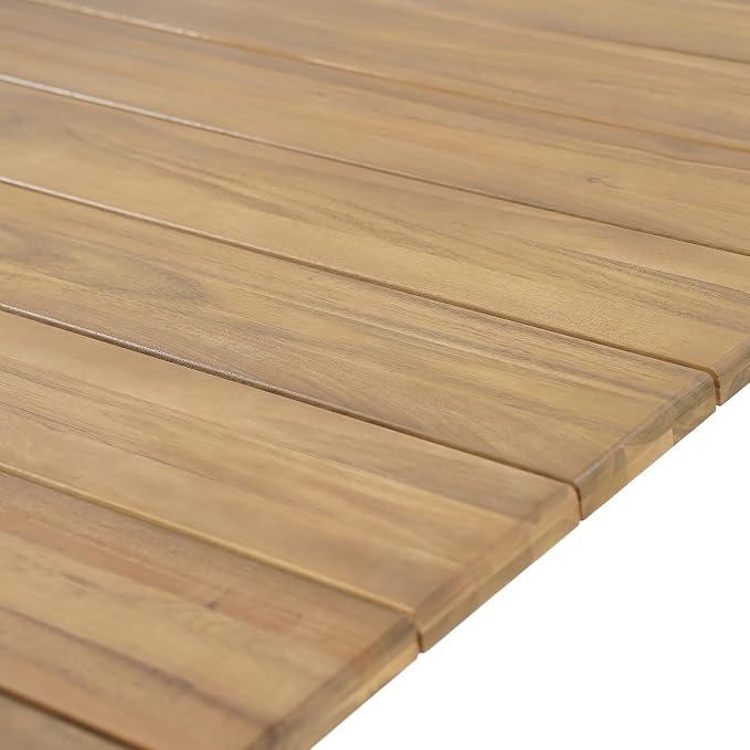 Christopher Knight Home Kegy 67" Patio Acacia Wood Dining Table with Slatted Tabletop, Outdoor Farmhouse Rectangular Dining Room Table for 6 Persons, Outdoor Dining Table for Backyard, Light Teak