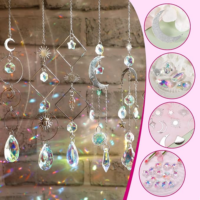 228pcs Sun Catcher Kits for Adults, DIY Arts and Crafts for Women | Prism Crystal Suncatchers Indoor Window Hanging Ornaments Decor for Home Gifts for Mother Wife Daughter