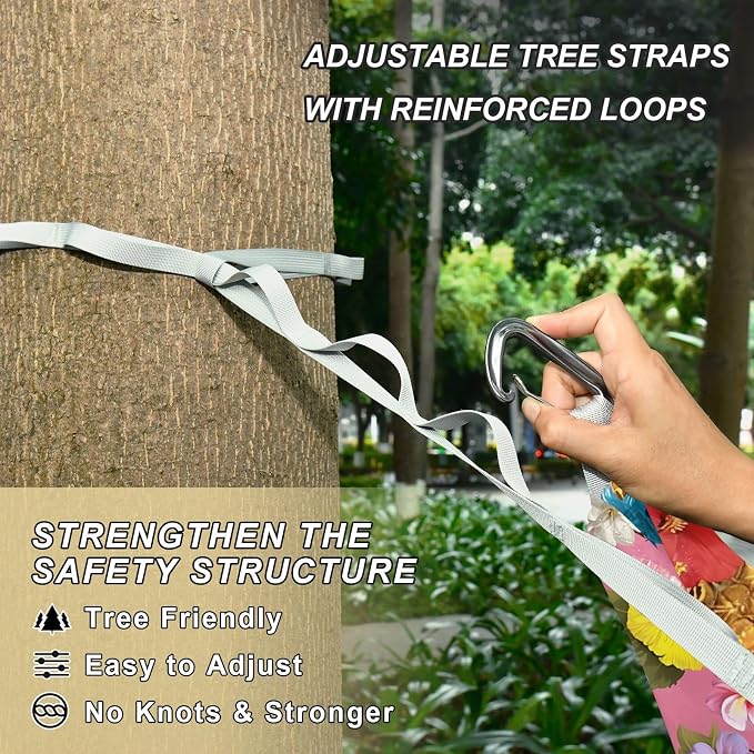 Camping Hammock Outdoor Hammocks for Outside Hibiscus Flower Pineapple Beach Trees Portable Lightweight with Pockets Tree Straps Indoor
