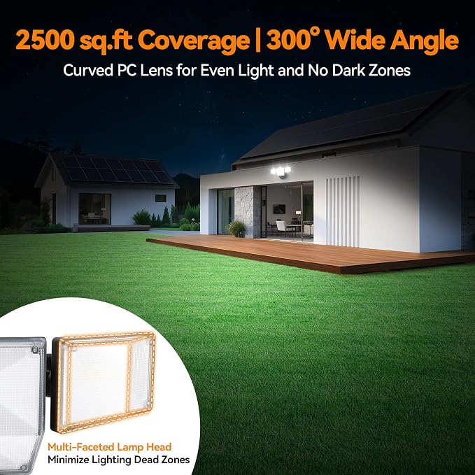 85W 10000LM Switch Controlled Outdoor Flood Lights, 4-Head Super Bright LED Security Light, 5000K Daylight, IP65 Waterproof Hardwired Exterior Light for Outside Garage Yard (Black)