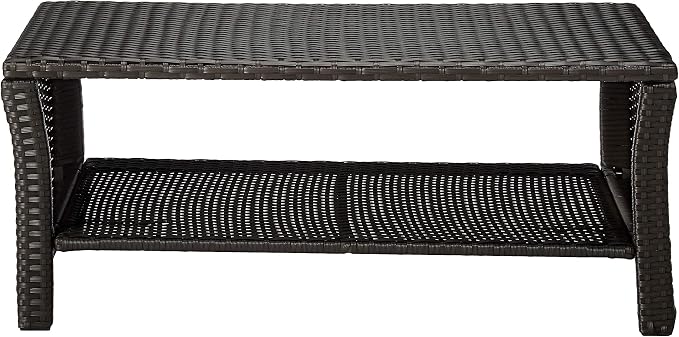 Christopher Knight Home Justin Outdoor Wicker Coffee Table, Brown, Black