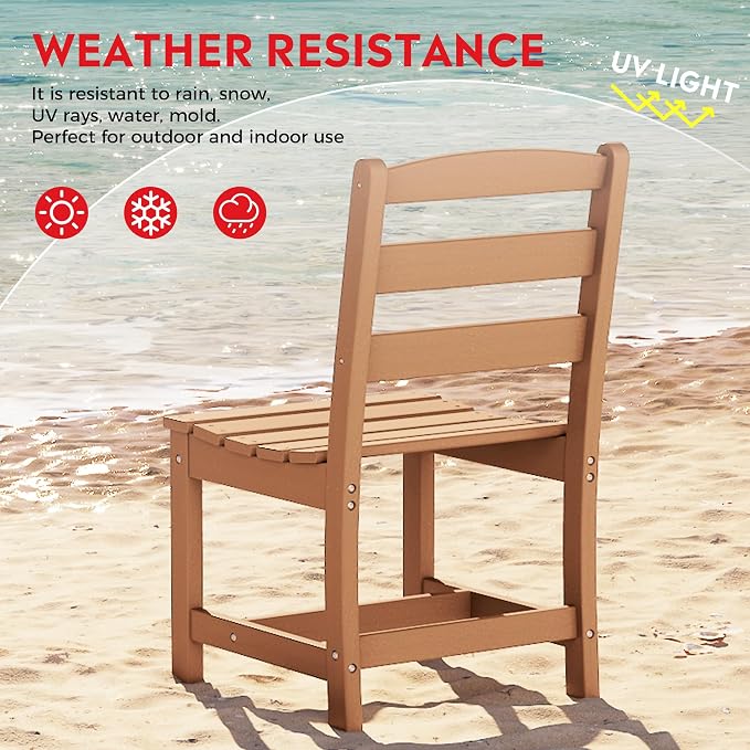 Costaelm Palms 6-Piece Outdoor HDPE Patio Dining Table Set with Bench, Teak