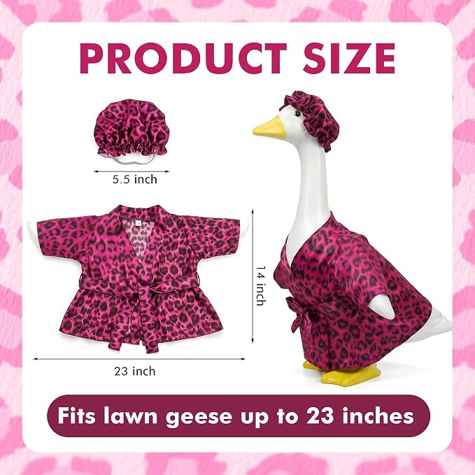 holoith Leopard Porch Goose Outfit for 23 inch Goose Statue | Leopard Print Bathrobe and Cap, Summer Porch Goose Clothes Decor Lawn Yard Garden Patio Decor