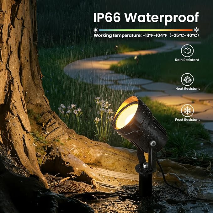 Low Voltage Landscape Lighting Kit, 3000K Spotlights Outdoor 12Pack | All-in-One Landscape Light with 150W Transformer Dusk to Dawn, 100FT Wire, IP66 Waterproof Outdoor Light for Yard Path 12-24V