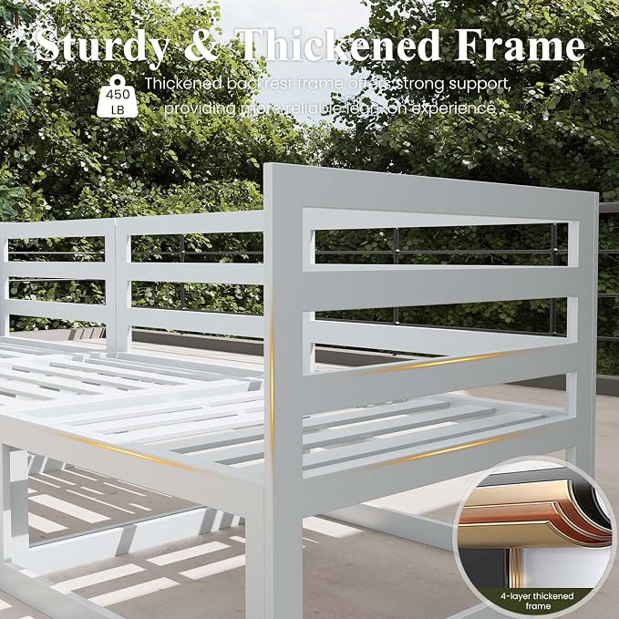 LayinSun 6 Pieces Modern Aluminum Patio Furniture Set with Coffee Table, Outdoor Modular Sectional Conversation Set L-Shaped Sofa for Backyard