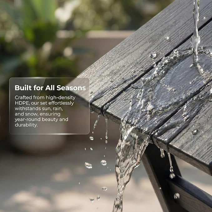 41.25" Outdoor Bar Table, Heavy Duty HDPE Console Table, Weather-Resistant Outdoor Console Table, Modern Bar Height Pub Table for Poolside/Garden/Backyard/Deck/Patio Furniture, Black