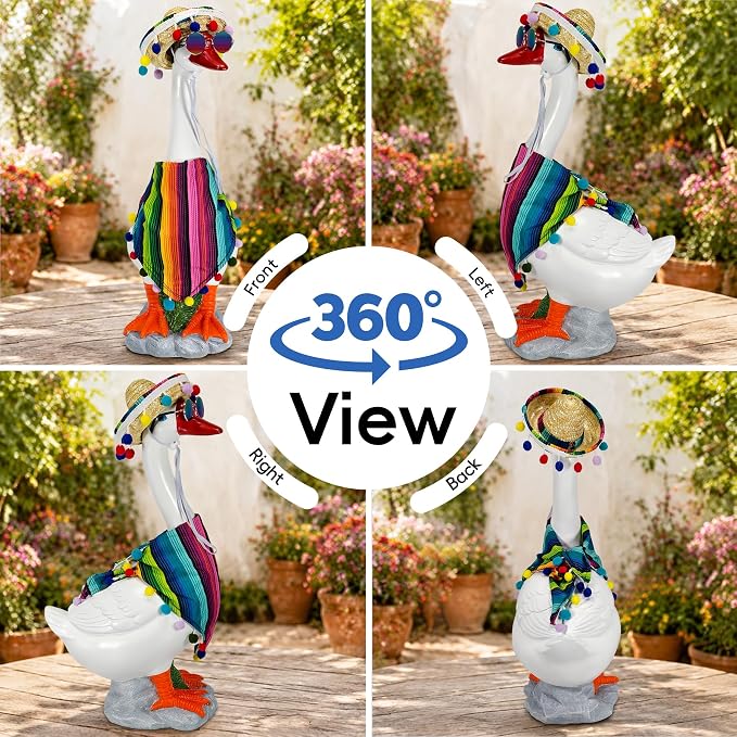 20 Inch Porch Goose Outfits,Large Outdoor Goose Statue,Garden Resin Front Duck Decor Gifts for Patio, Balcony,Yard Decorations, Housewarming Birthday Gifts