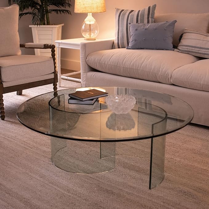Spancraft 12" Inch Round 1/2" Thick Clear Glass Table Top with Beveled Edge and Tempered Glass, Replacement Glass Table Top, Great for Dining Tables, end Tables, and Outdoor Patio Table Tops or Table